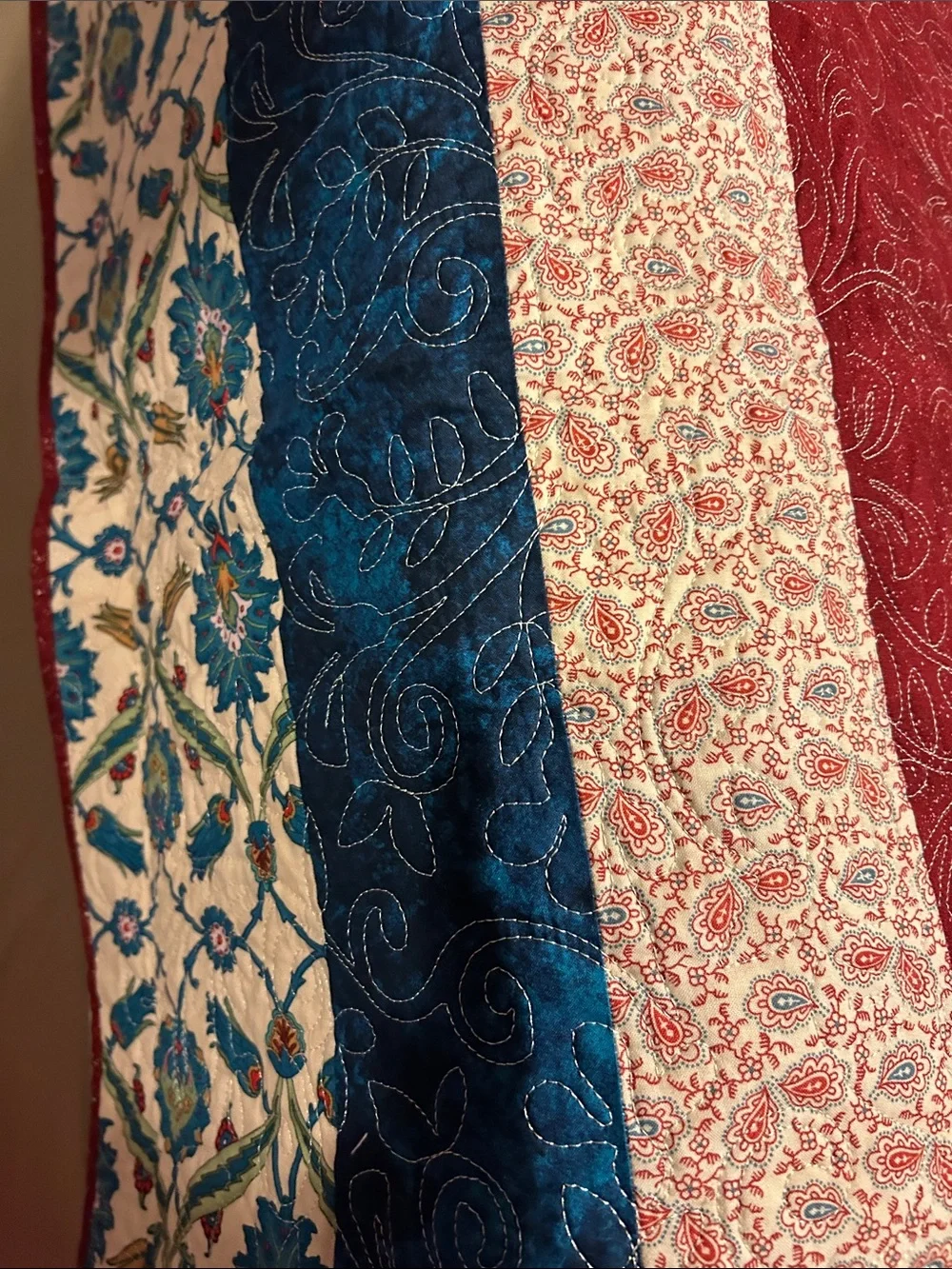 ONE OF A KIND- HANDCRAFTED Multicolor Paisley Panel Quil